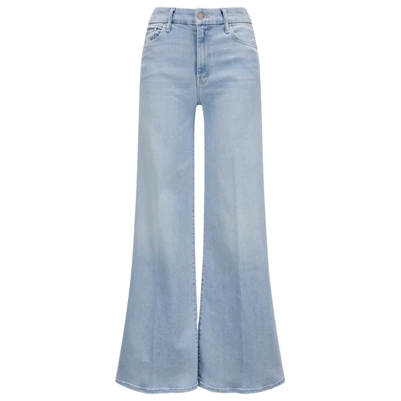 Mother Jeans Stretch Cotton Wide-Leg Jeans Blue