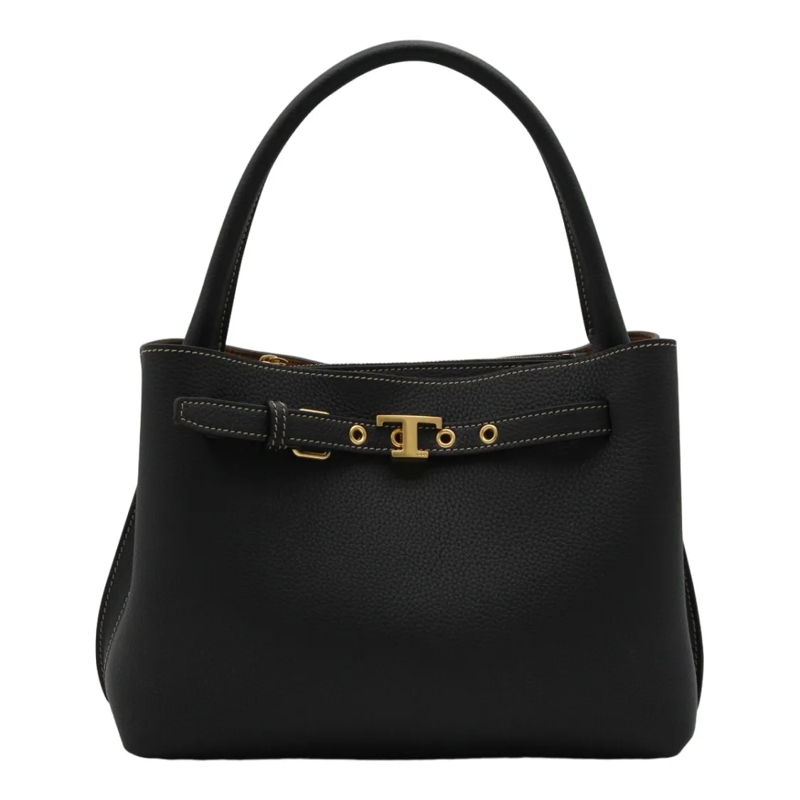 Tod's Schultertasche Structured Handbag With Gold-Tone Buckle Detail Black