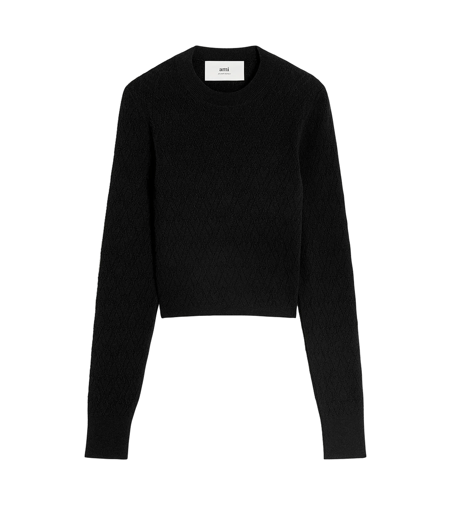 AMI Paris - Pointelle Pullover mit Rundhalsausschnitt - Größe L - schwarz