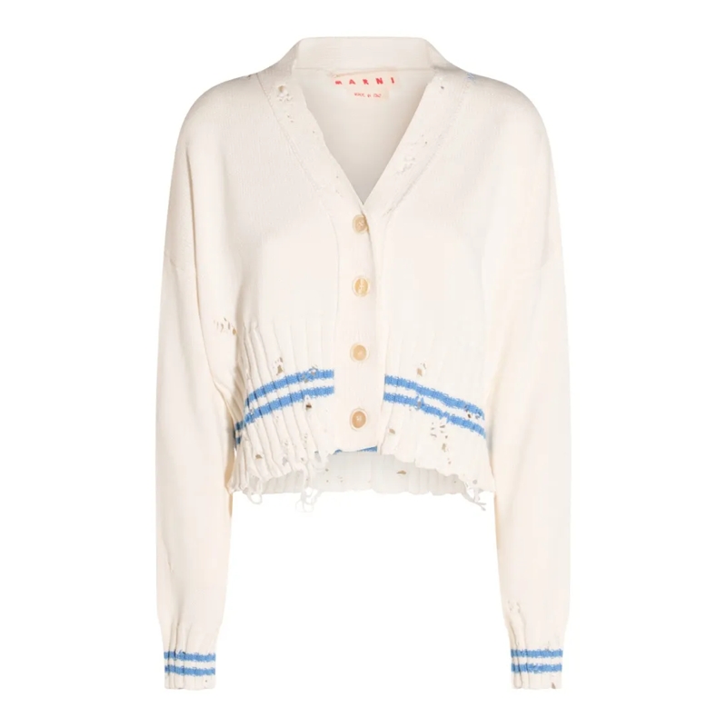 Marni Strickjacke White Cotton Knitwear Neutrals