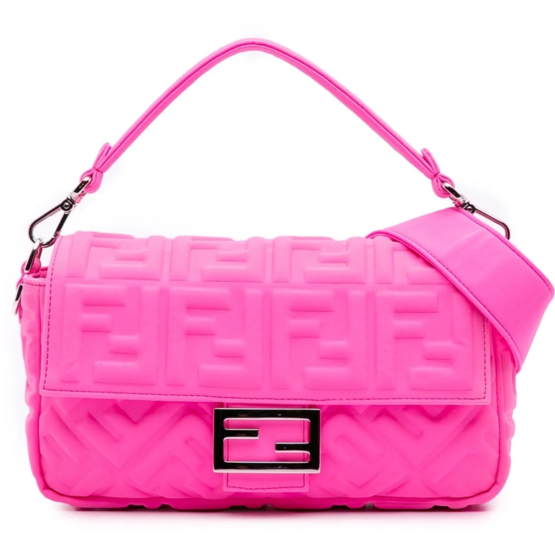 Fendi Schultertasche Medium Embossed Lycra Baguette Satchel rose
