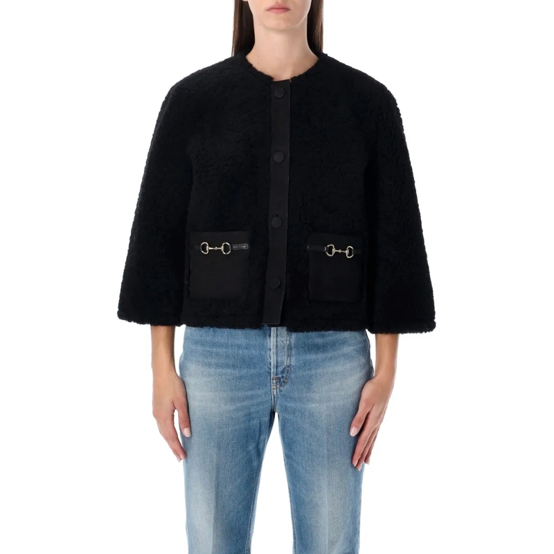 Gucci  Shearling Jacket With Horsebit Details Black