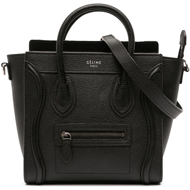 Celine Schultertasche Nano Leather Luggage Tote schwarz