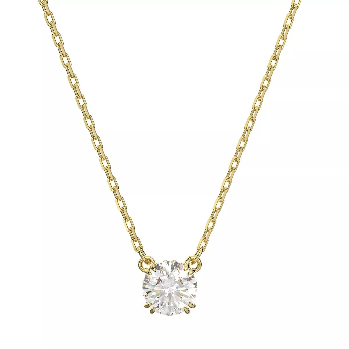 Swarovski Halskette - Constella Necklace Round cut Gold-tone plated - Gr. unisize - in Weiß - für Damen