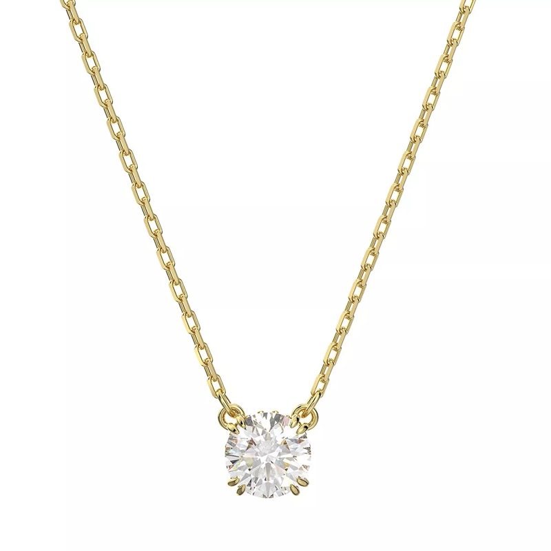 Swarovski Collier moyen Constella Necklace Round cut Gold-tone plated White