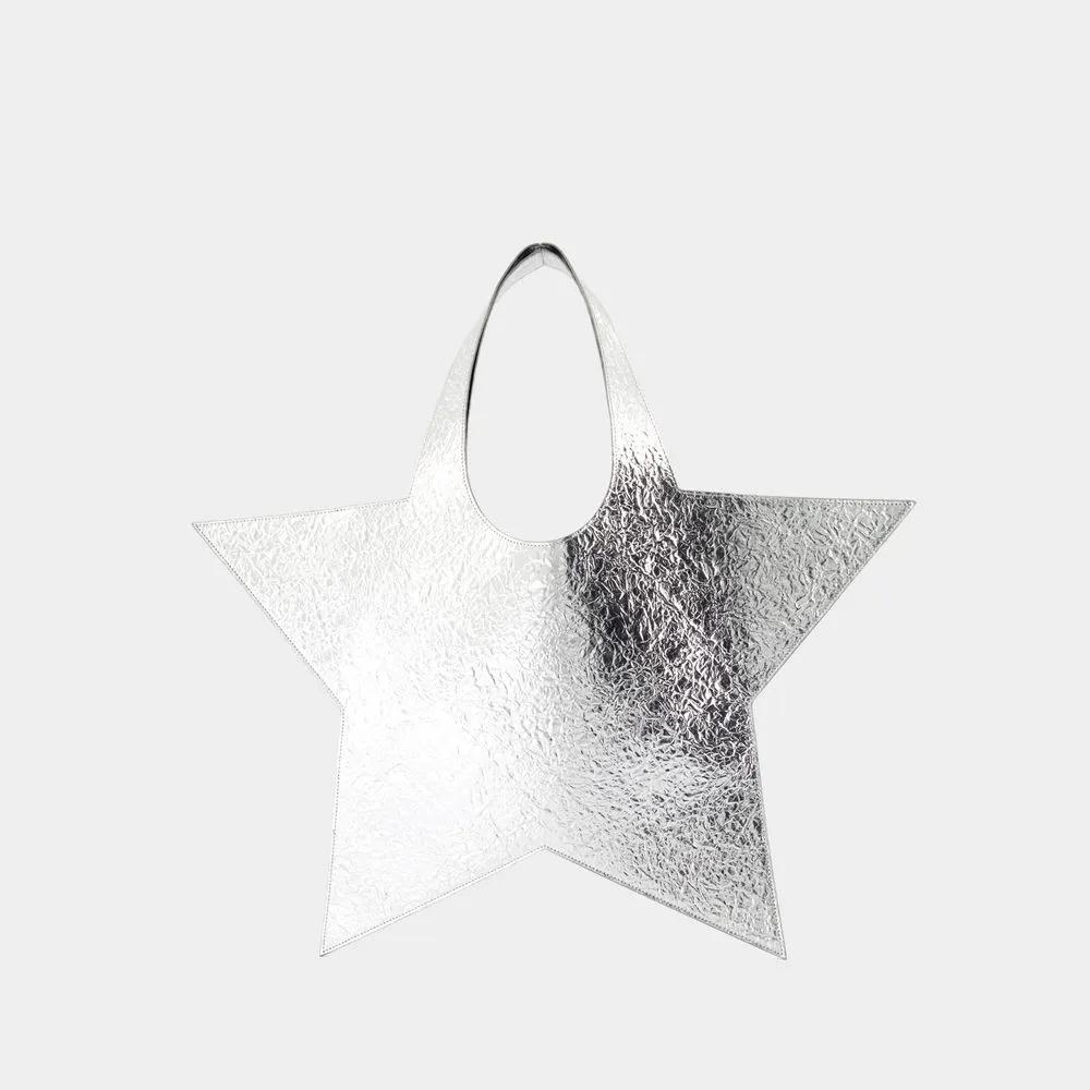 Coperni Totes & shoppers Foil Star Tote Bag Shopper Bag Leather Silver in zilver