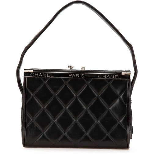 Chanel Tote 1996-1997 Quilted Lambskin Leather Box Bag schwarz