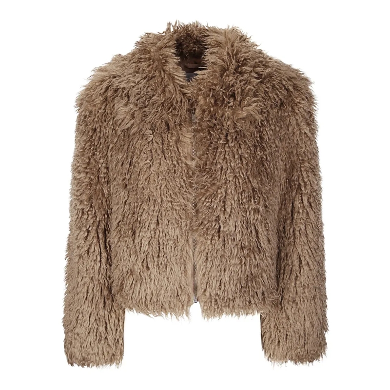 Stand Studio Shearling-Jacke Cropped Faux Fur Jacket Brown
