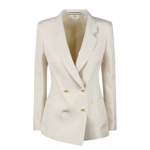 Tagliatore Linen Double-Breasted Blazer White 