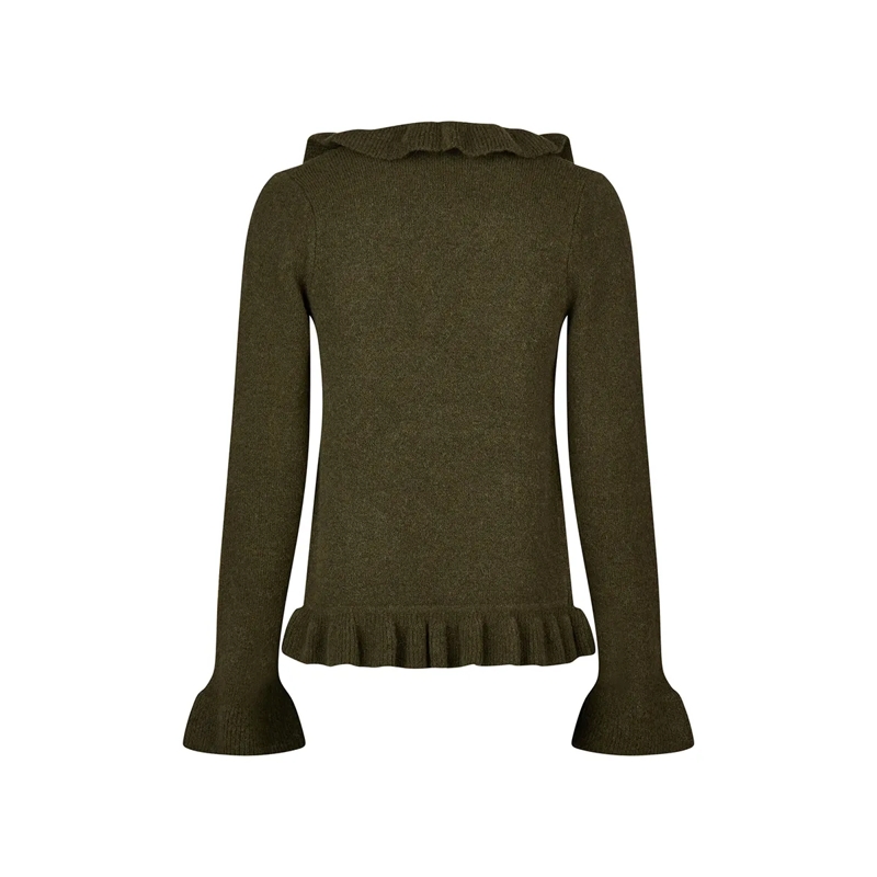 Marc Aurel Blazer Strickjacke- gestrickte Rüschenkante- gerundete grün(Image 5)