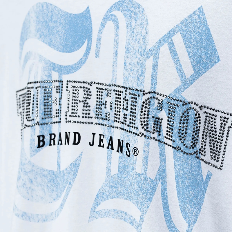 True Religion T-Shirt - Logo T-Shirt- Gerader Schnitt- Überschnittende weiss(Image 5)