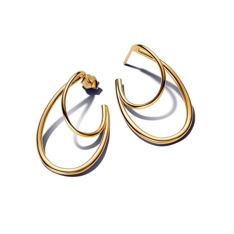 Pandora Créoles Organically Shaped Double Hoop Earrings 14k vergoldet