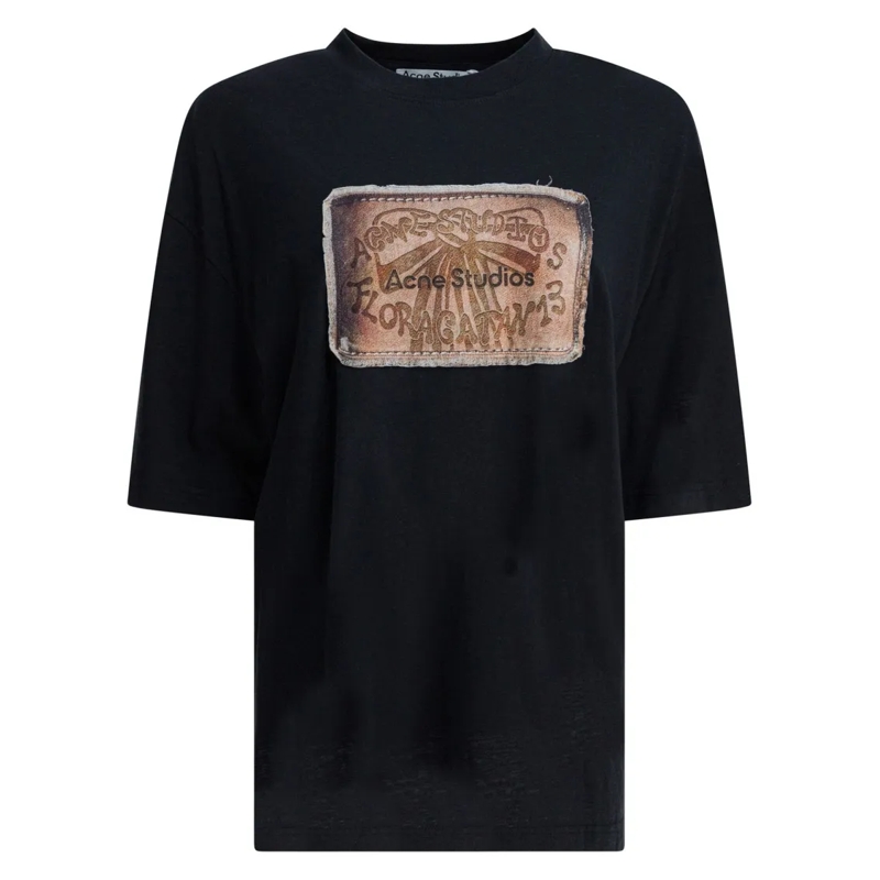 Acne Studios T-shirt Relaxed Fit Black T-Shirt With Vintage Graphic Pat Black