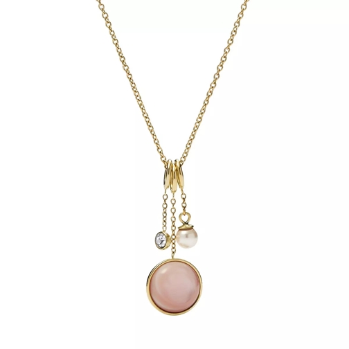 Fossil Sutton Pink Mother-of-Pearl Pendant Necklace Gold Mittellange Halskette