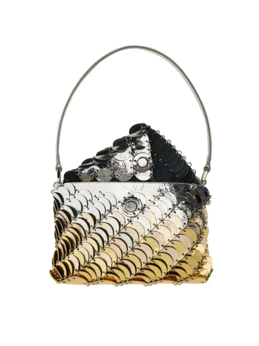 Paco Rabanne Hobo bags Structured Leather Bag With Metallic Accents in zilver