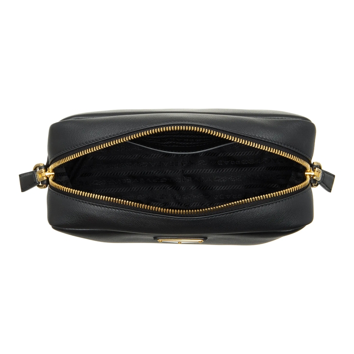 Prada Woman Grainy Camera Crossbody Bag Black Camera Bag