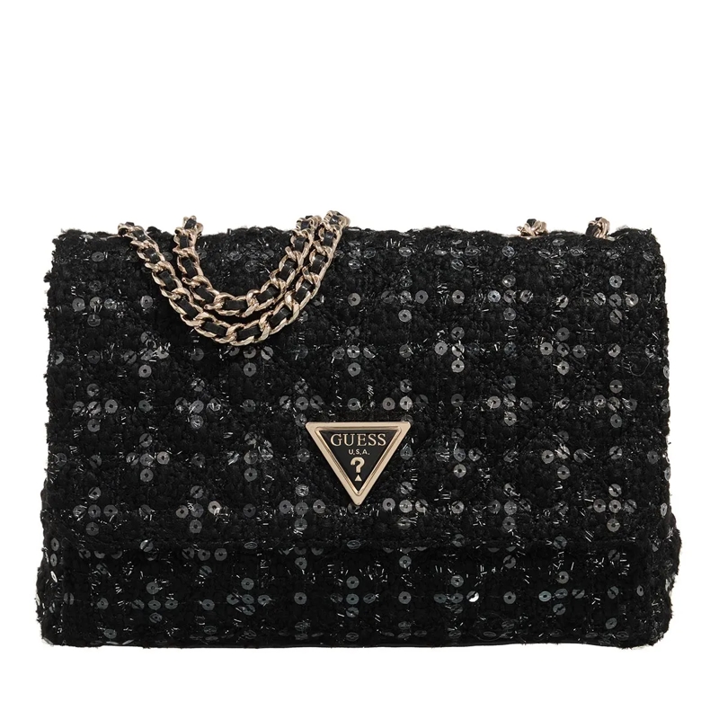 Guess Satchel Giully 2 Comp Convertible Flap Black/Grey