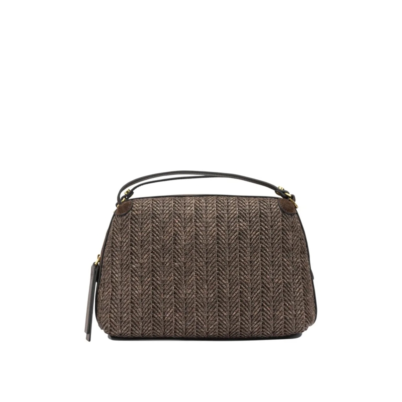 Gianni Chiarini Sac à bandoulière Textured Woven Shoulder Bag With Gold-Tone Accents Brown