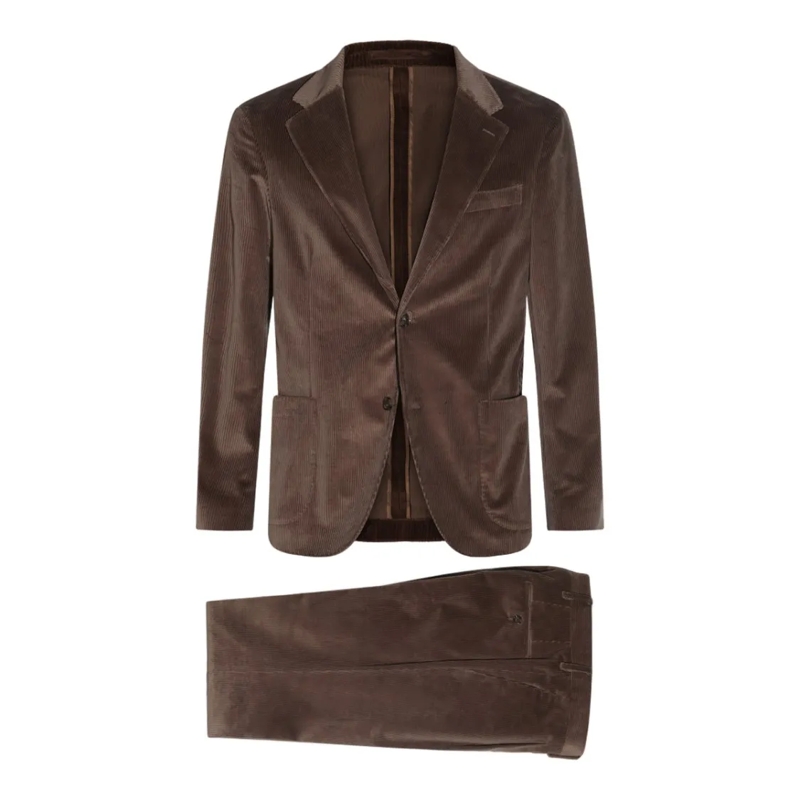 Lardini Combinaison de costume Classic Brown Corduroy Two-Piece Suit Black