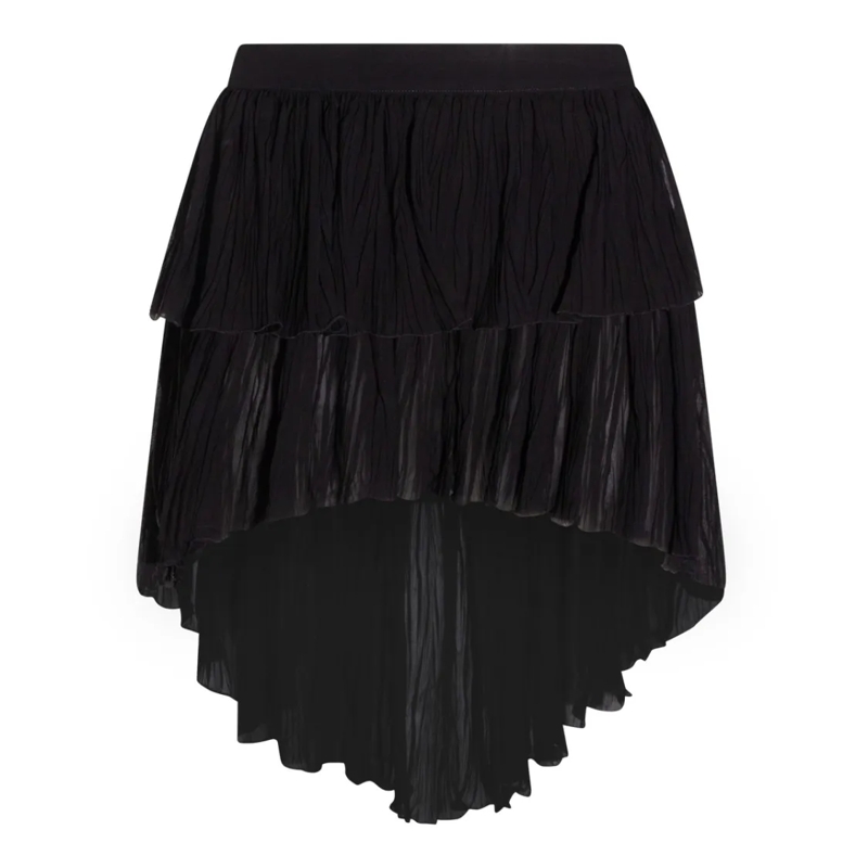 Blumarine Minirock Layered Black Viscose Mini Skirt With Textured Fin Black