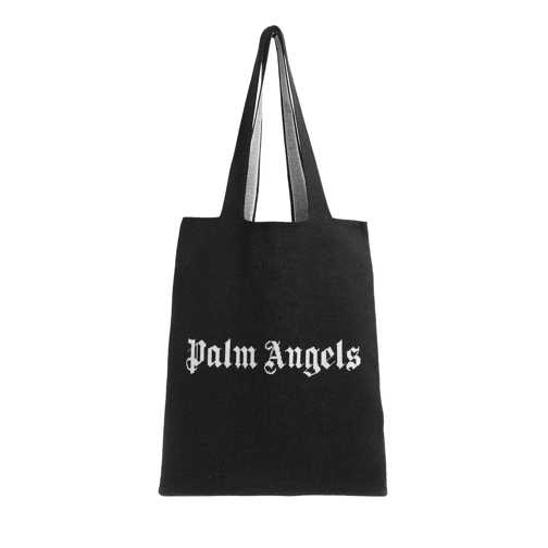 Palm Angels Pa Knit Shopper Black White Rymlig shoppingväska