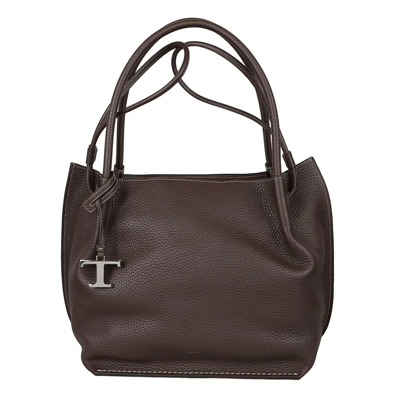 Tod's Sac reporter Hammered Leather Bucket Bag Brown