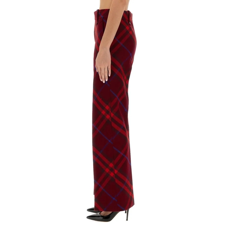 パンツ Burberry Plaid Wool Pants With High Waist And Straight Legs Burberry Plaid Wool Pants With High Waist And Straight Legs