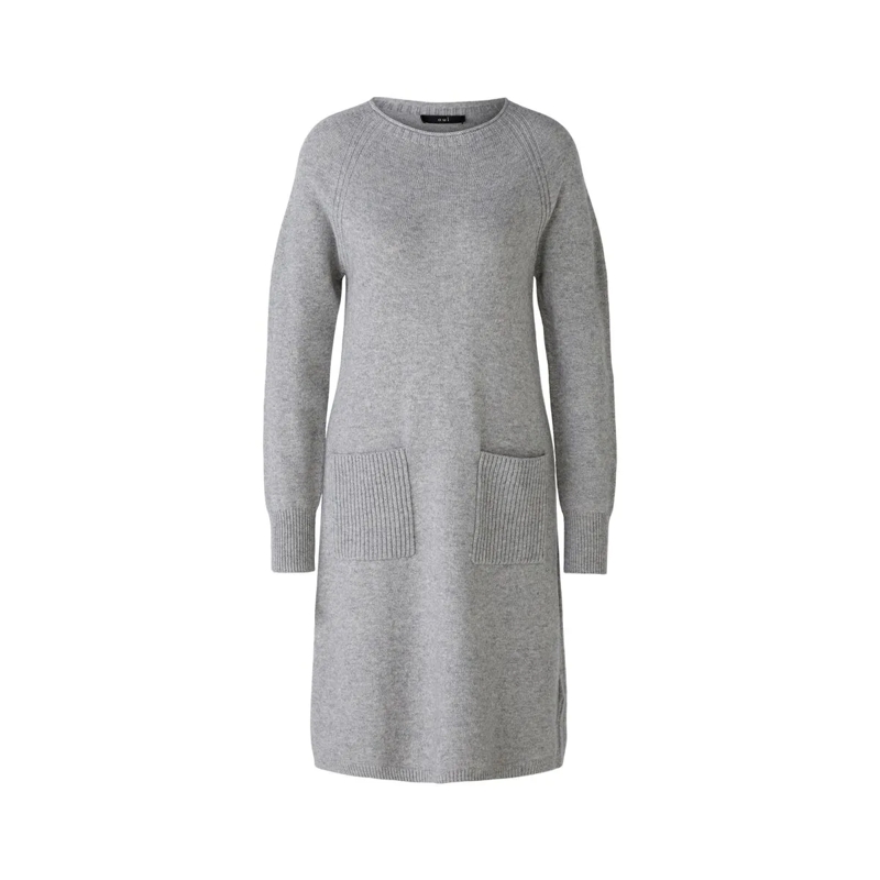 Oui Strickkleid Strickkleid hell-grau