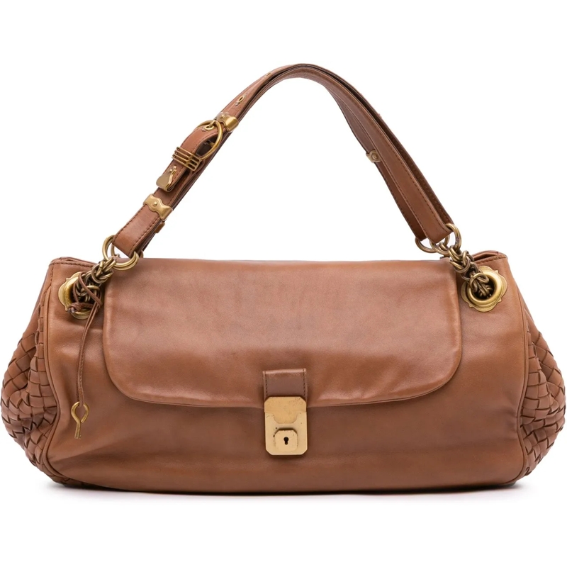 Bottega Veneta Tote 2000-2007 Nappa Intrecciato Trimmed Napoli Handbag braun