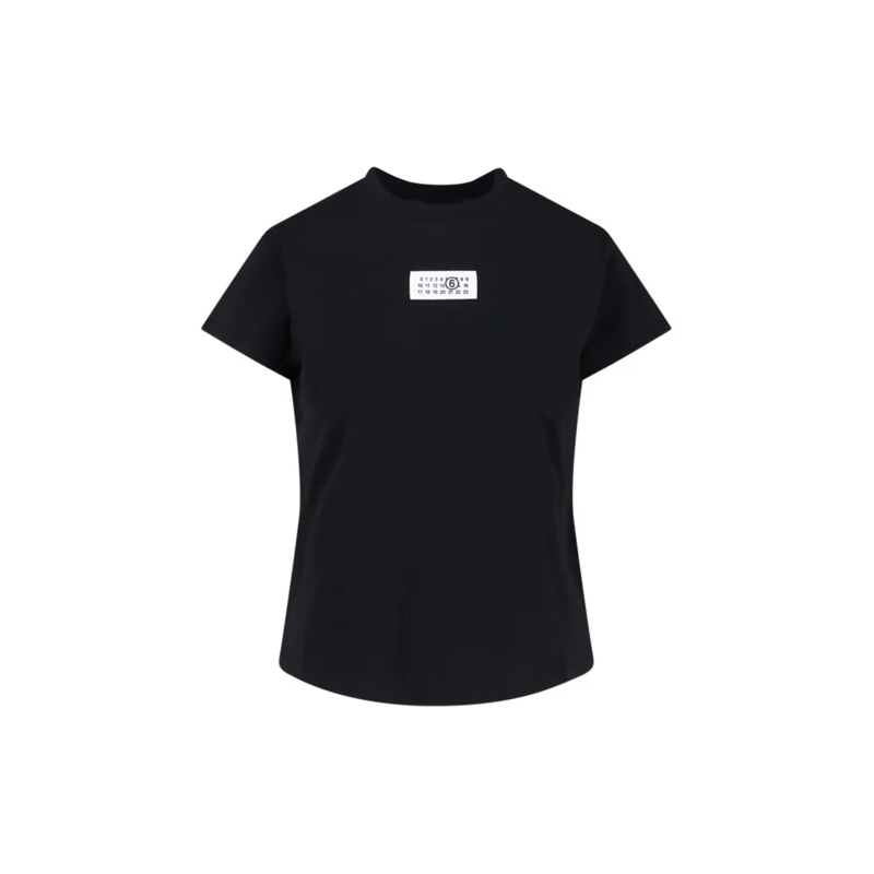 MM6 Maison Margiela T-Shirt Contrasting Logo Black Cotton T-Shirt Black