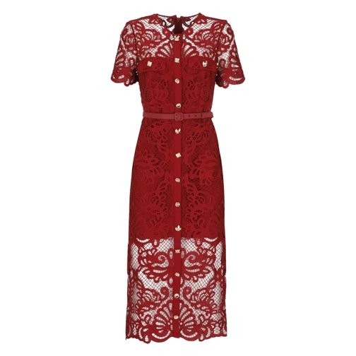 Self Portrait Midi-Kleider Lace Dress Red