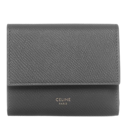 Celine Trifold Wallet Small Leather Grey Tri-Fold Portemonnaie