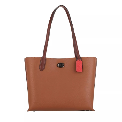 Coach Colorblock Leather With Coated Canvas Signature In Brown Tote