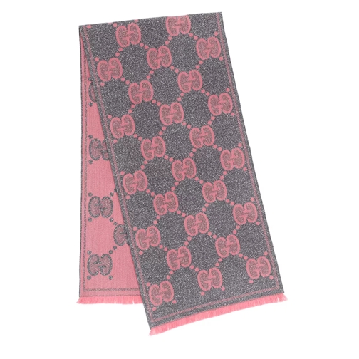 Gucci GG Motif Scarf Wool Graphite/Pink Wollschal
