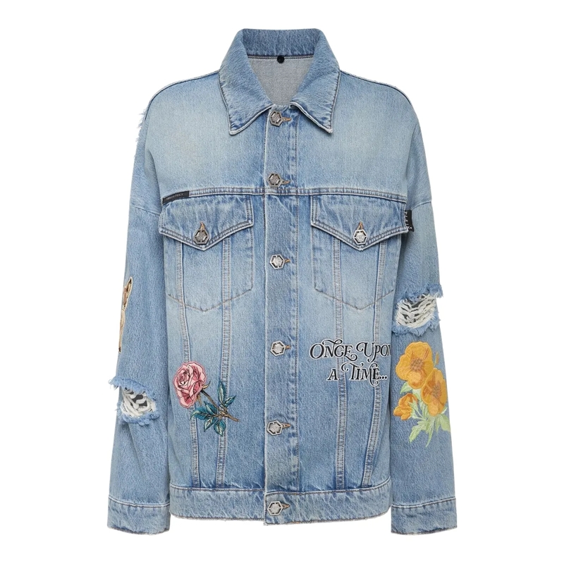 Philipp Plein Jeansjacke Denim-Jacke jeansblau