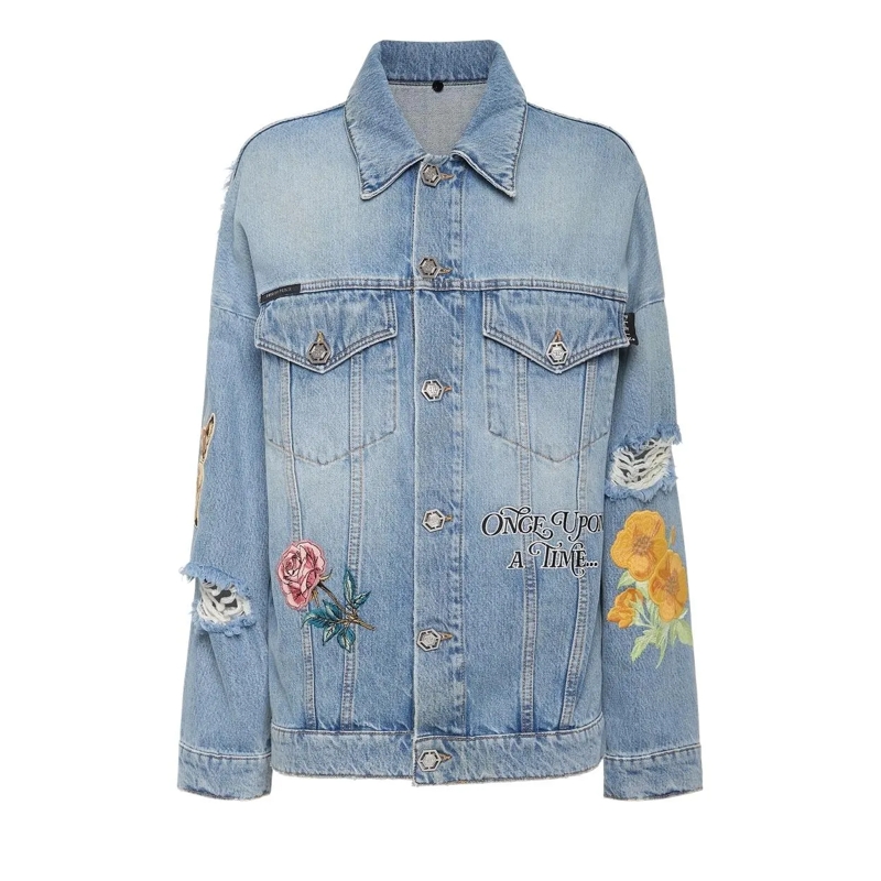 Philipp Plein Übergangsjacke Denim-Jacke jeansblau