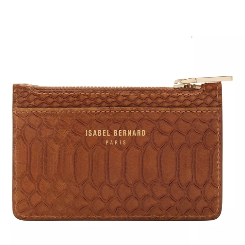 Isabel Bernard Honoré Aveline Cognac Calfskin Leather Card Holder With Snake Print Korthållare