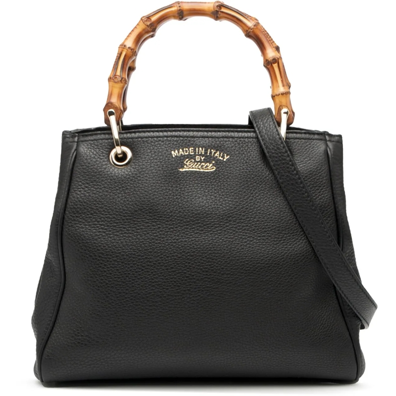 Gucci Schultertasche Small Calfskin Bamboo Shopper Satchel schwarz