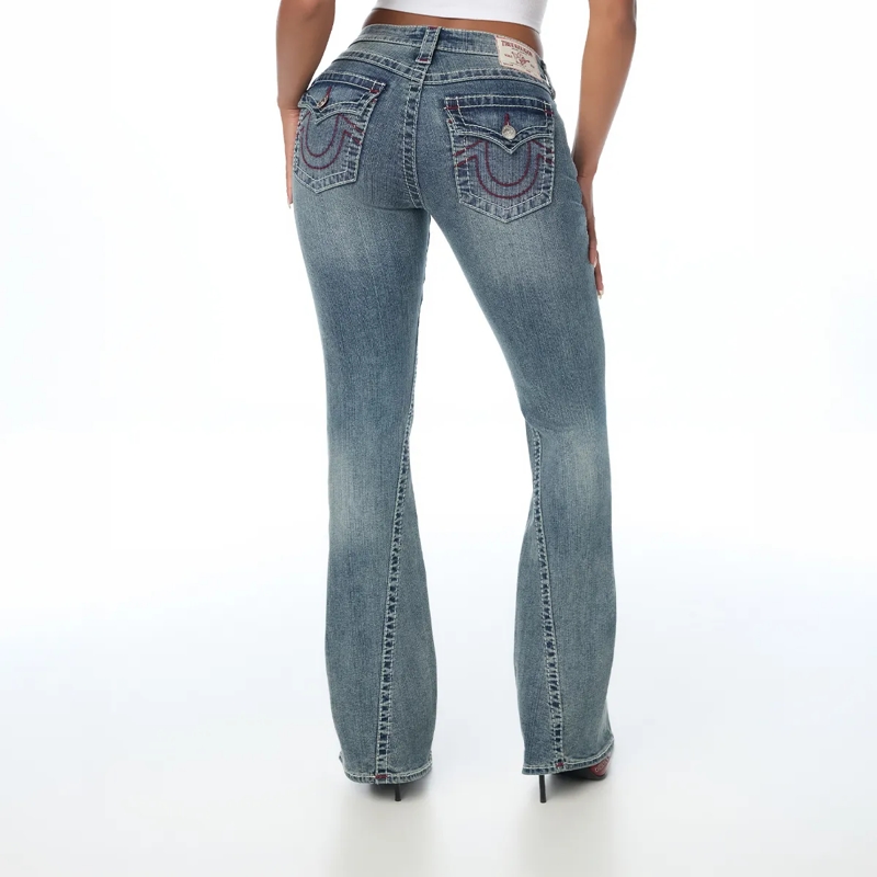 True Religion Ausgestellte Jeans - Modell: Joey- Ausgestelltes Bein- Drehbein- F blau(Image 4)