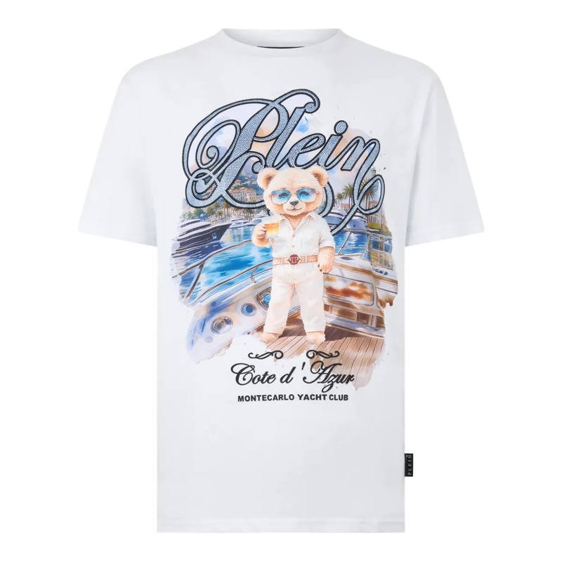 Philipp Plein T-Shirt Round Neck T-Shirt Teddy Yachting weiss