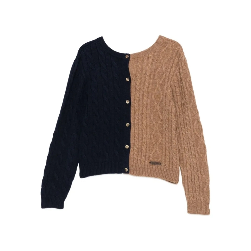 Moschino Trui Two-Tone Cable Knit Sweater Black