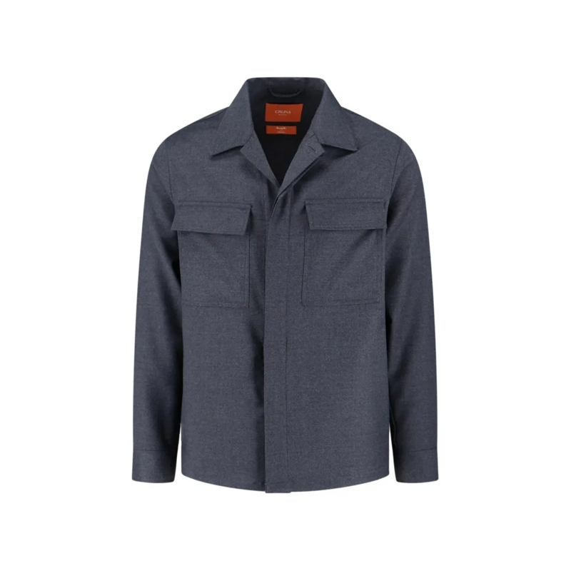 Cruna Chemise Structured Grey Virgin Wool Shirt Jacket Grey