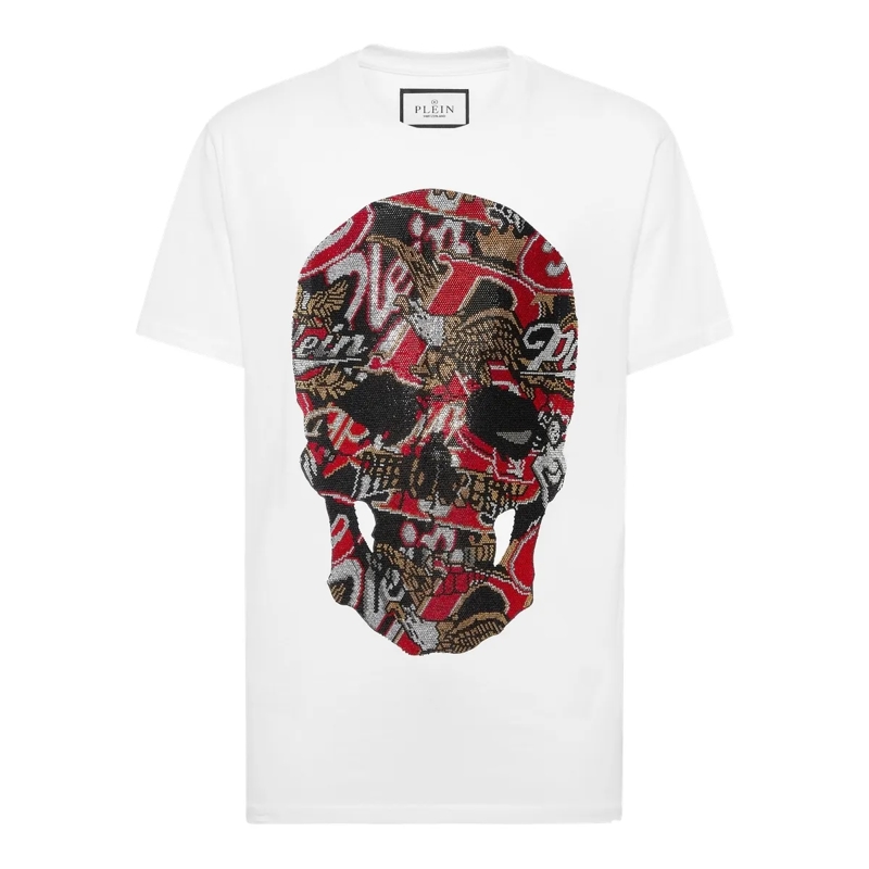 Philipp Plein T-Shirt T-Shirt Round Neck Ss Skull Embellished weiss
