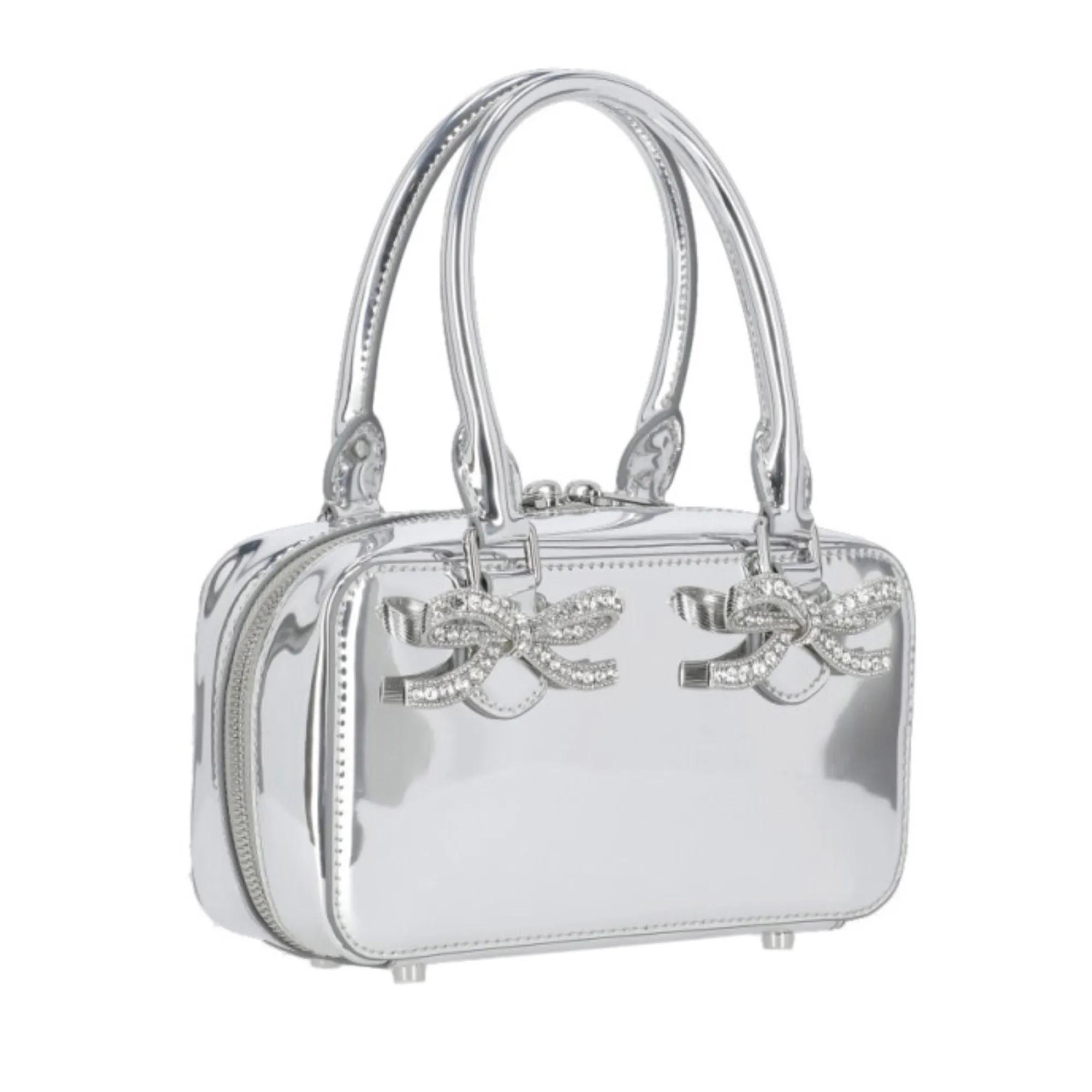 self-portrait Crossbody bags Silver Leather Handbag in zilver