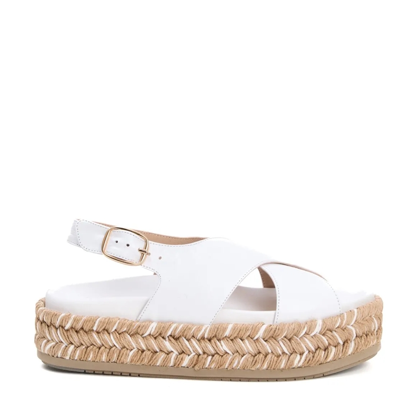 Paloma Barceló Sandalen White Leather Rope Wedge White