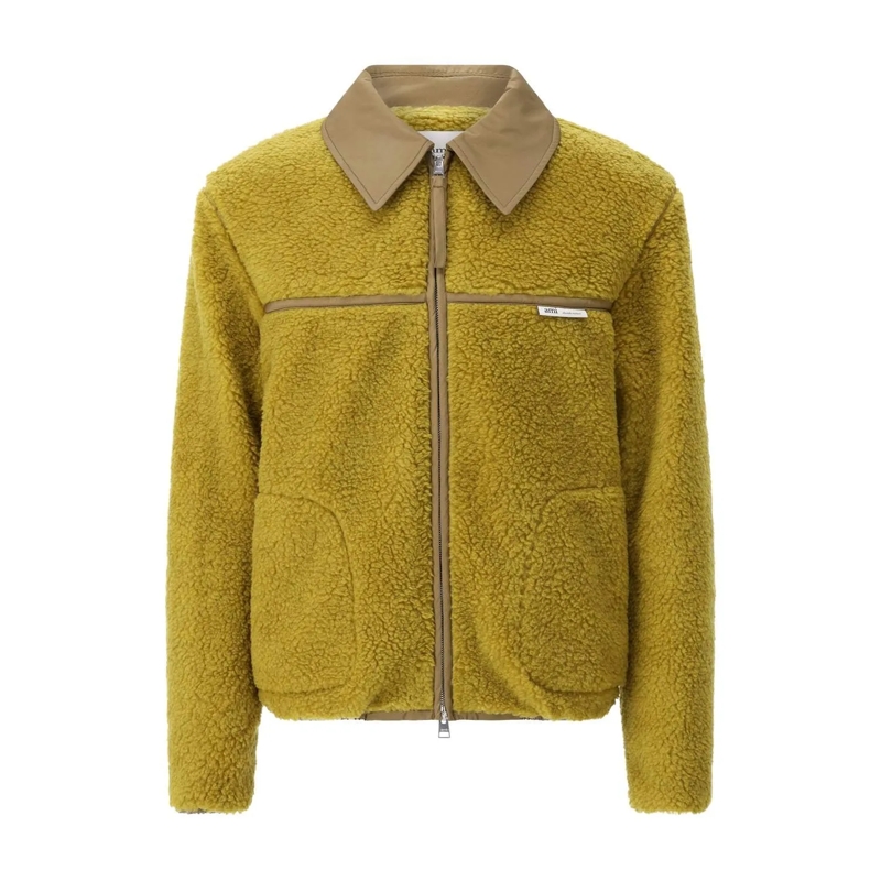 AMI Paris Blazer Jacke mit Teddyfell Grün