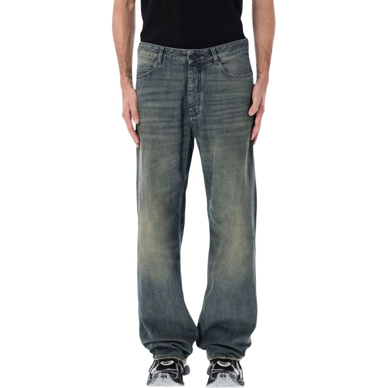 Balenciaga Jeans Relaxed Fit Washed Denim Pants Blue