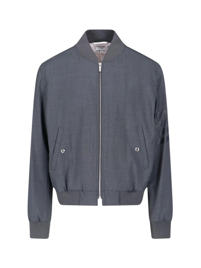 Thumbnail - Thom Browne - "4-Bar" Bomber Jacket – Grey - Größe 2 - grau