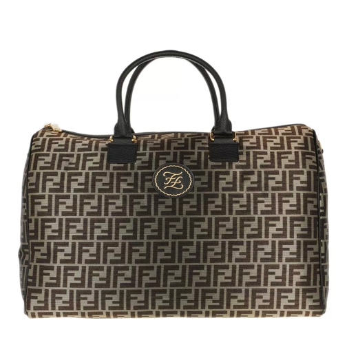 Fendi Logo All Over Luggage Bag Gold/Black Weekender