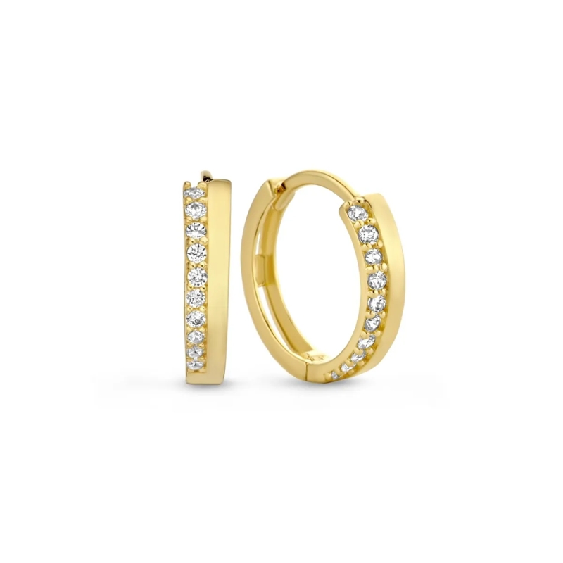 Isabel Bernard Créoles Le Marais Louna 14 Karat Hoop Earrings With Zircon Gold